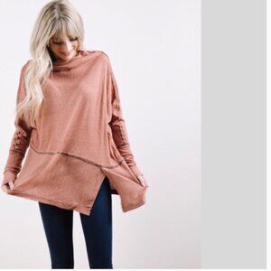 We The Free People Londontown Thermal Tunic Top in Rust, XS